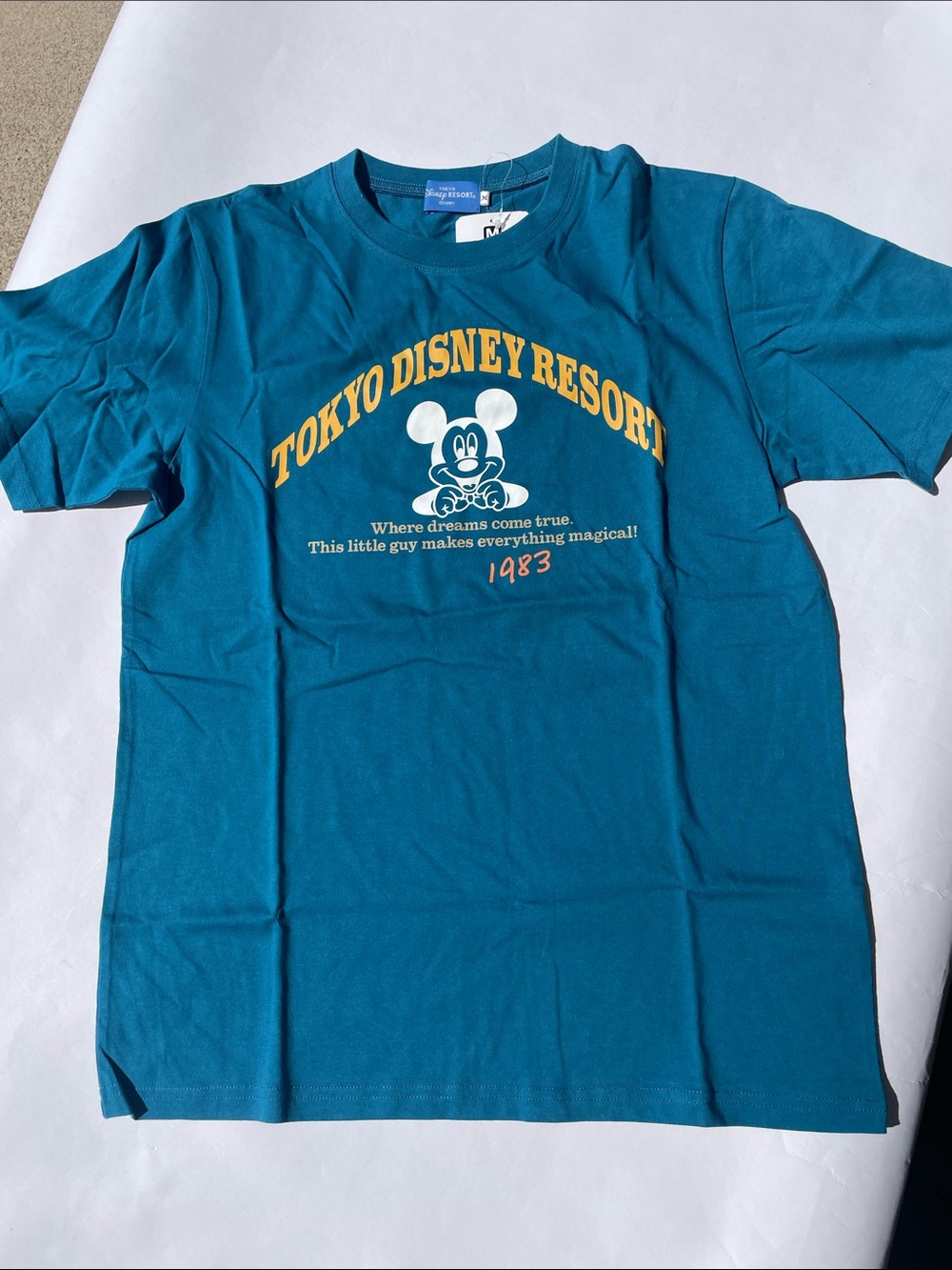 Disney Teal Tokyo Resort Mickey Tee with Yellow Print